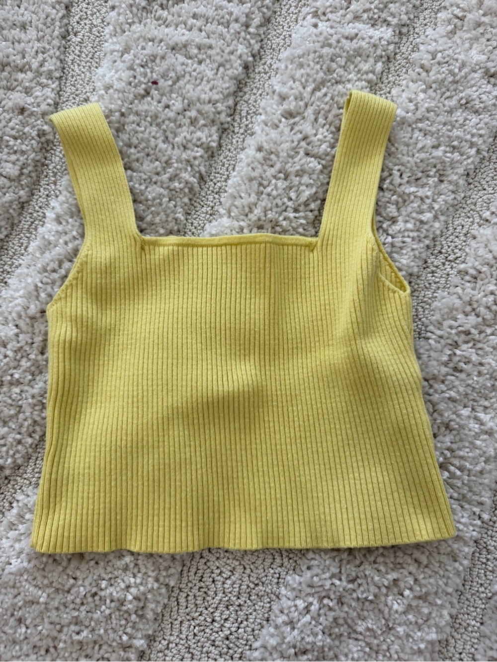 Yellow Ribbed Square-Neck crop top